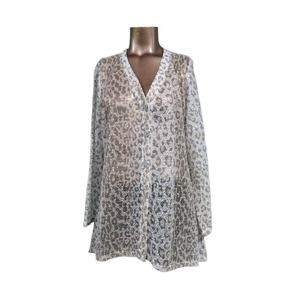 Drapers and Damons Sheer Lace Leopard Print Tunic or Jacket,  M - Picture 1 of 8